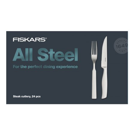 Sada steakových příborů All Steel, 24 ks Fiskars